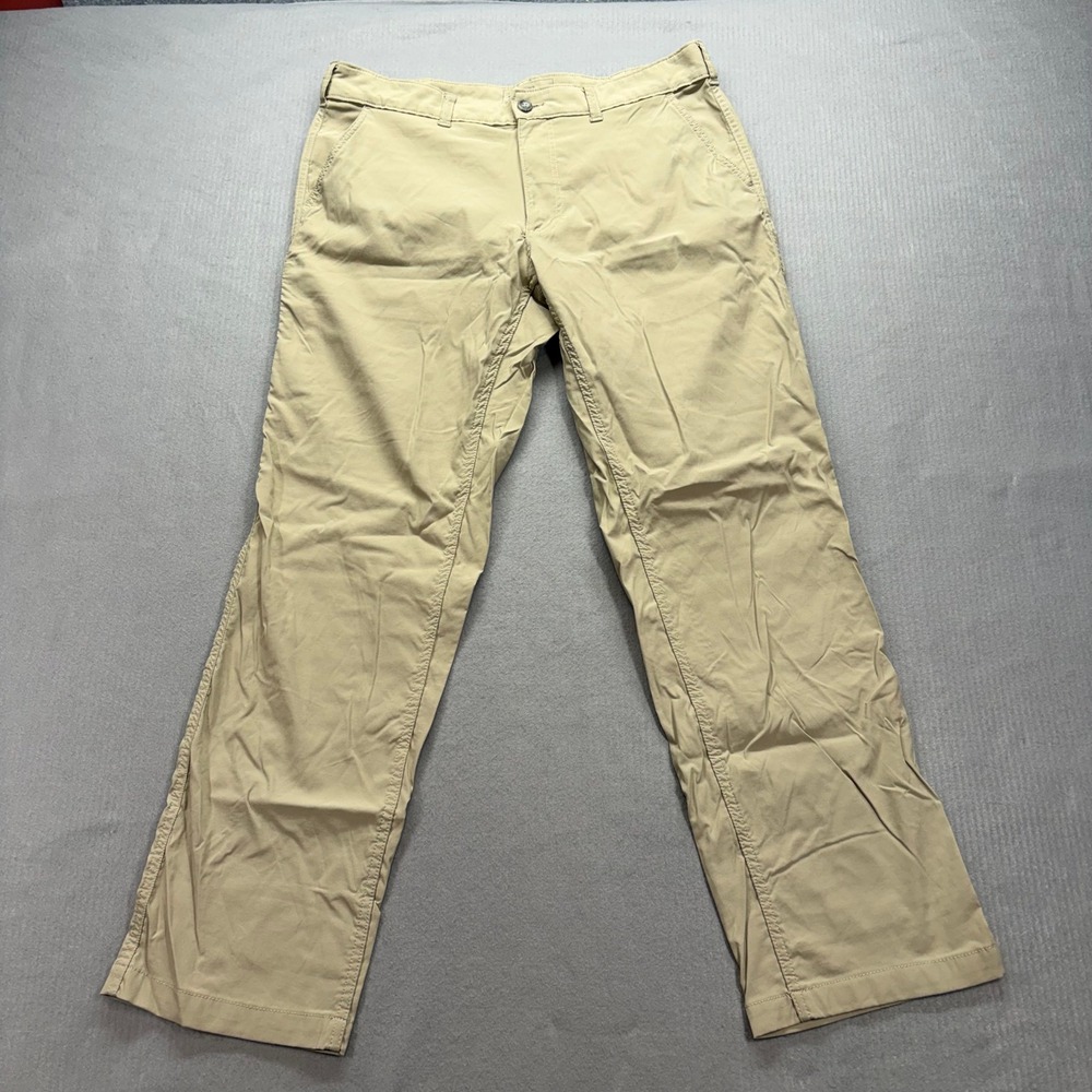 Eddie Bauer Travex Pants Mens 36x32 Tan Nylon Stretch Travel Hiking Chino
